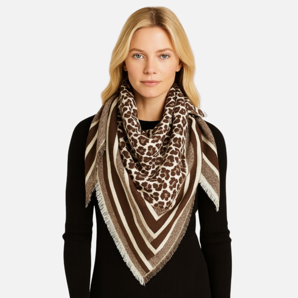 Do Everything In Love Leopard Print Scarf With Fringed Edge - 100% Polyester view 2