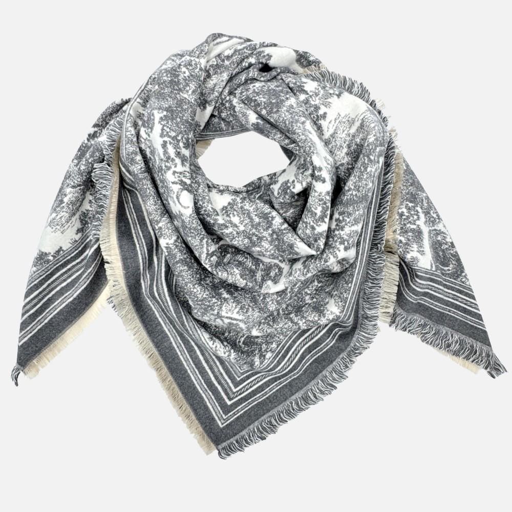 Soft Flower Print Scarf With Fridge Edge - One Size - Approximately L 51 x W 49 - 100% Acrylic view 6