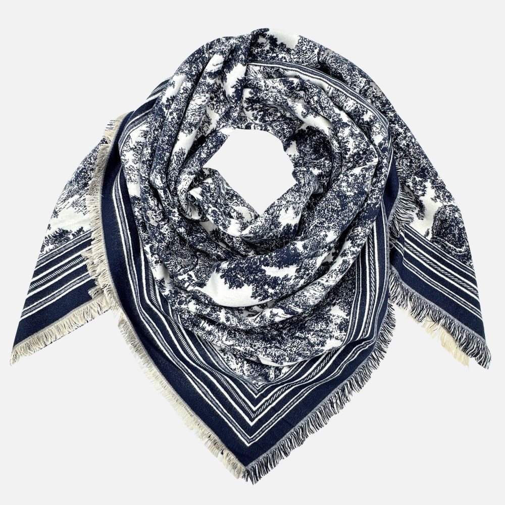 Soft Flower Print Scarf With Fridge Edge - One Size - Approximately L 51 x W 49 - 100% Acrylic view 6