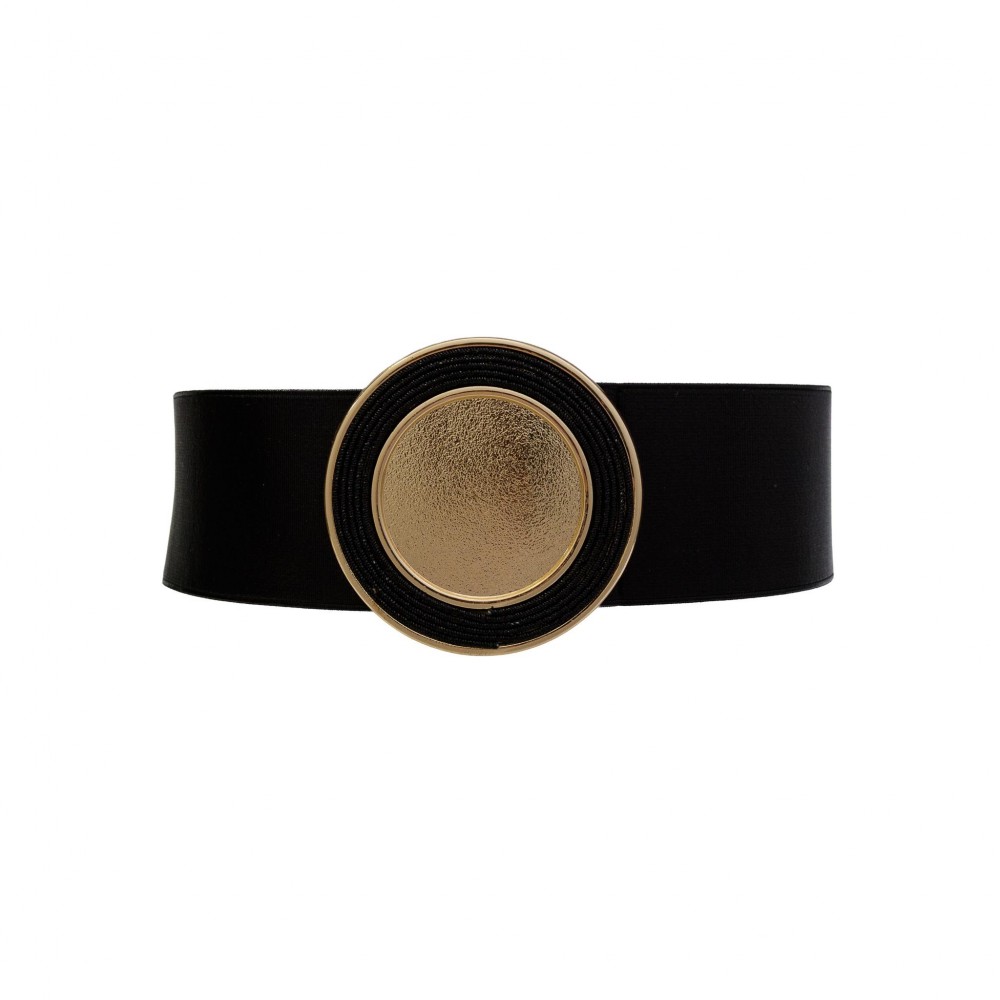 Elastic Braided Belt With Metal Round Buckle - Approximately 29.5" L X 2.5" W - 70% Elastic 30% Paper view 2