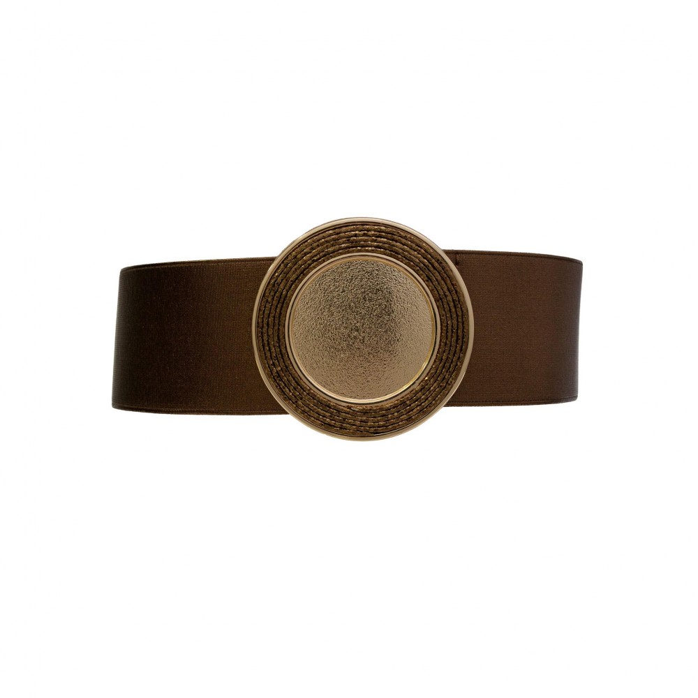 Elastic Braided Belt With Metal Round Buckle - Approximately 29.5" L X 2.5" W - 70% Elastic 30% Paper view 2