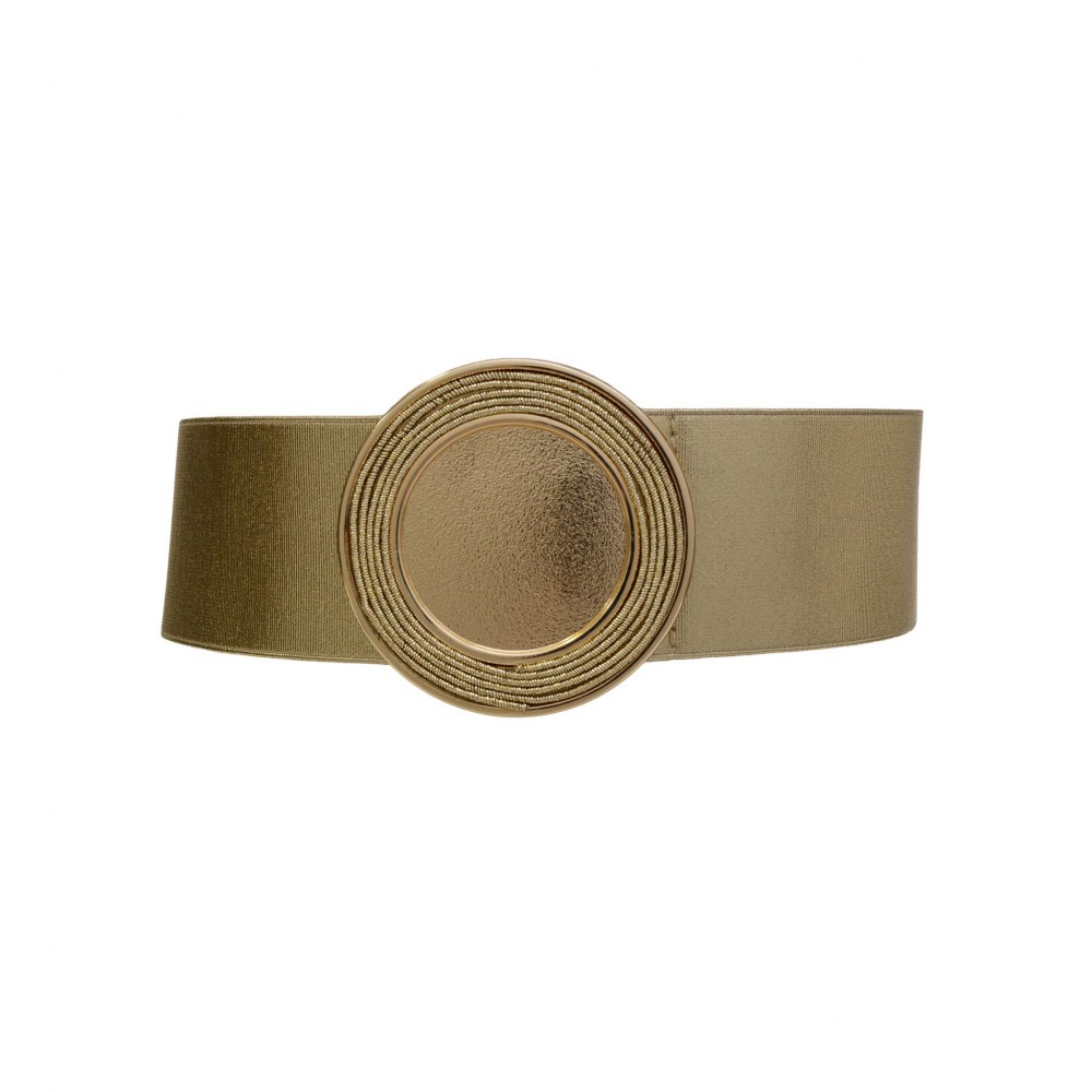 Elastic Braided Belt With Metal Round Buckle - Approximately 29.5" L X 2.5" W - 70% Elastic 30% Paper view 2