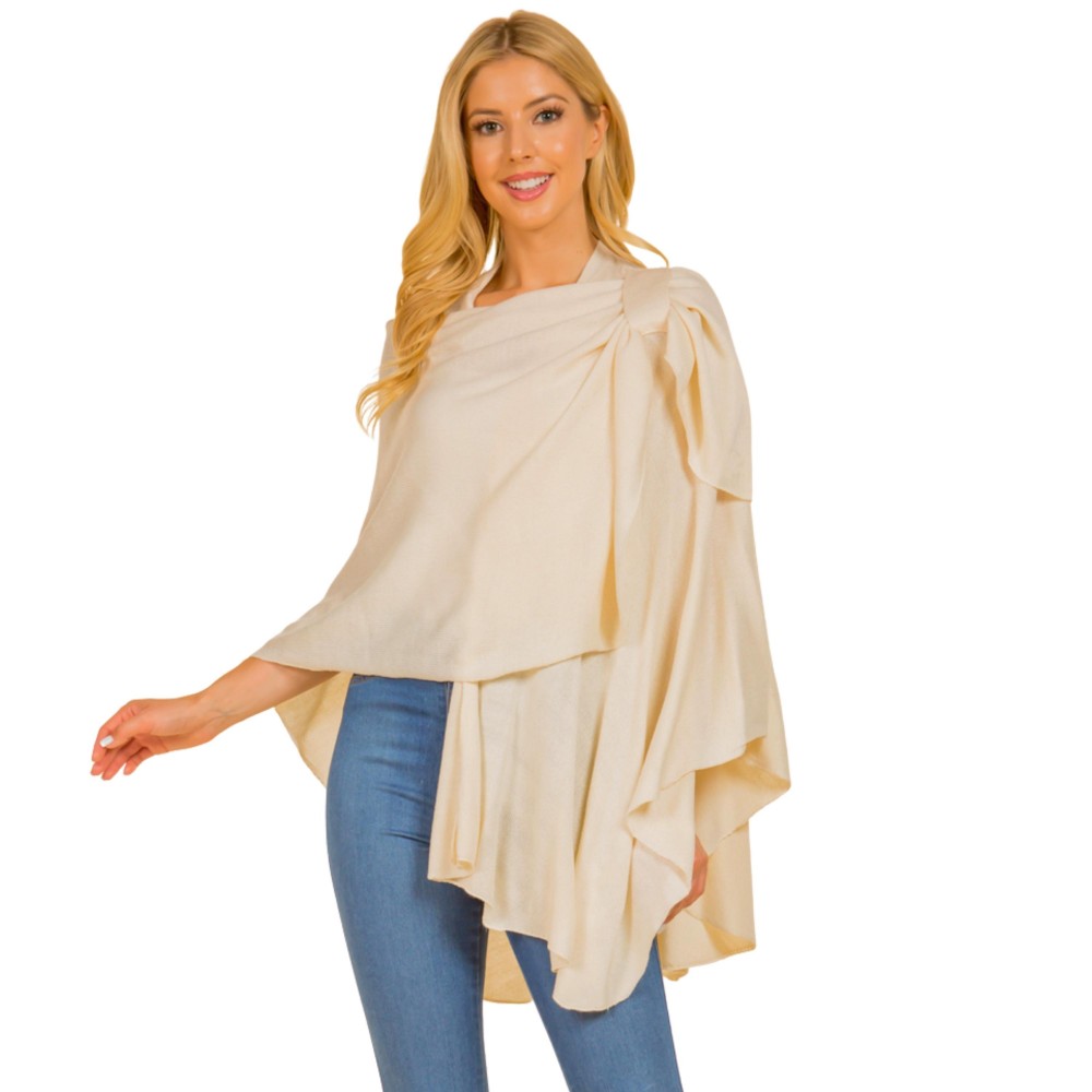 Solid Knit Shawl With Loop - One Size Fits Most - 100% Acrylic view 2