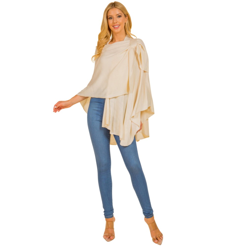 Solid Knit Shawl With Loop - One Size Fits Most - 100% Acrylic view 4