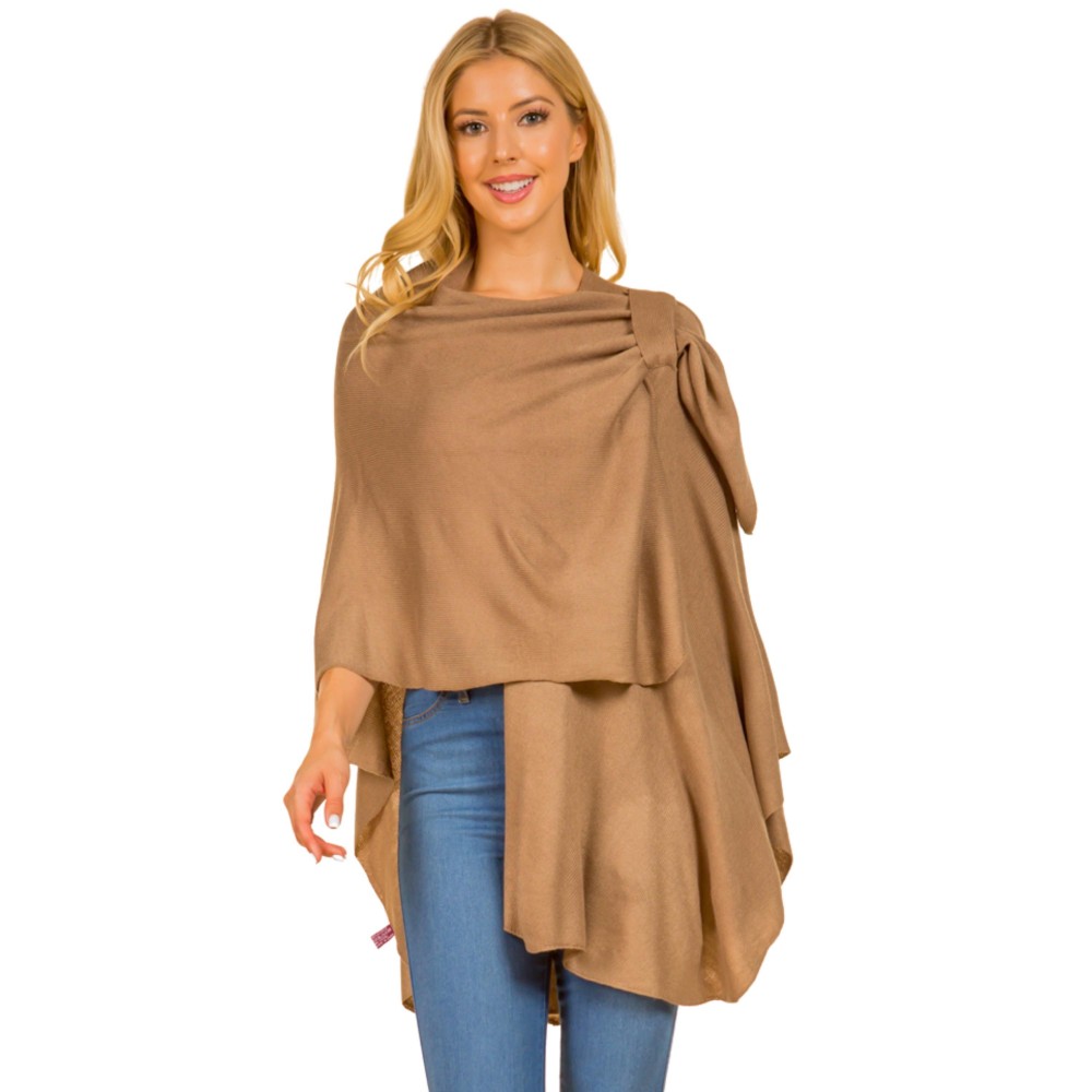 Solid Knit Shawl With Loop - One Size Fits Most - 100% Acrylic view 2