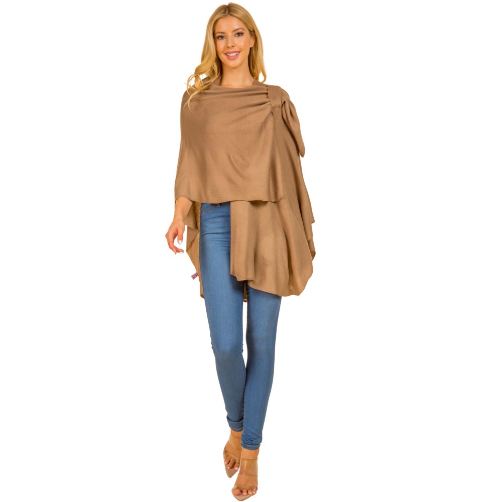 Solid Knit Shawl With Loop - One Size Fits Most - 100% Acrylic view 4