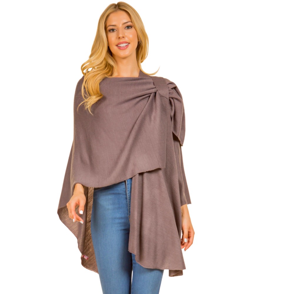 Solid Knit Shawl With Loop - One Size Fits Most - 100% Acrylic view 2