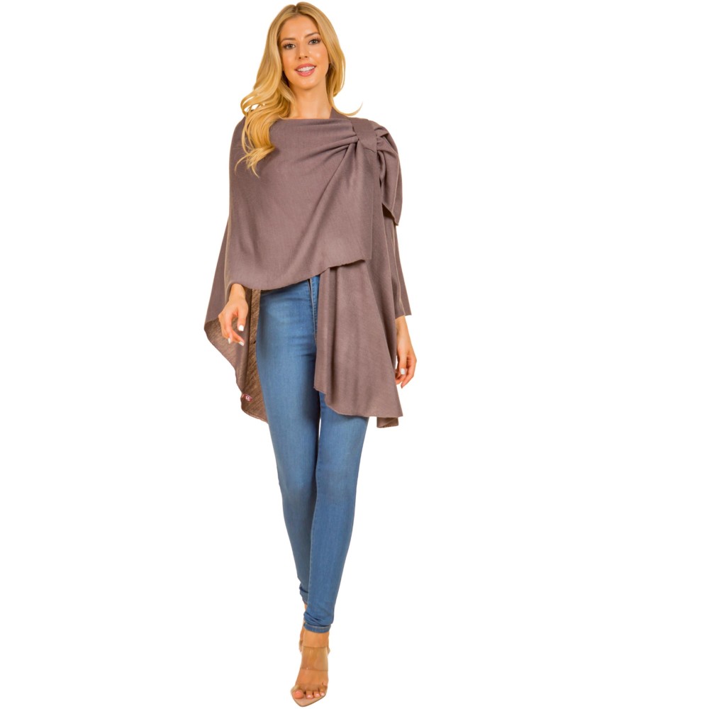 Solid Knit Shawl With Loop - One Size Fits Most - 100% Acrylic view 4