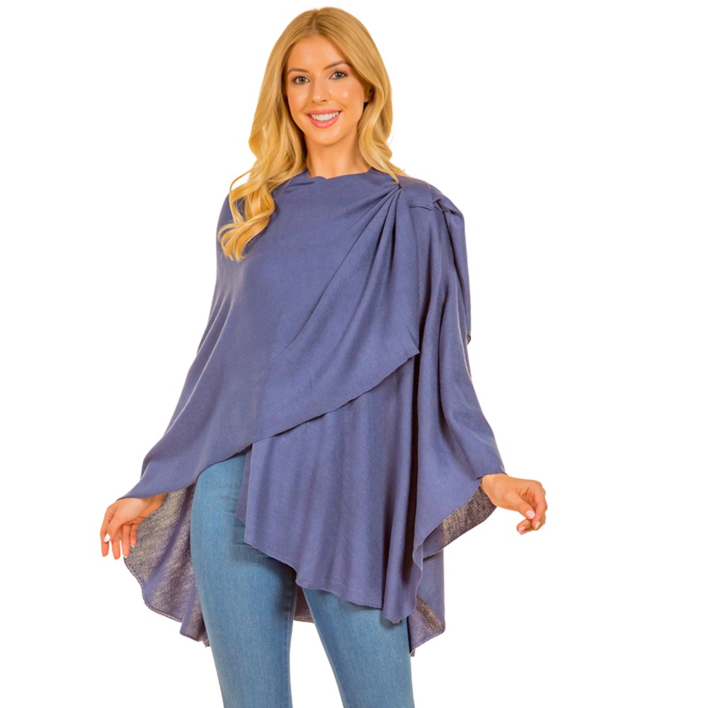 Solid Knit Shawl With Loop - One Size Fits Most - 100% Acrylic view 2