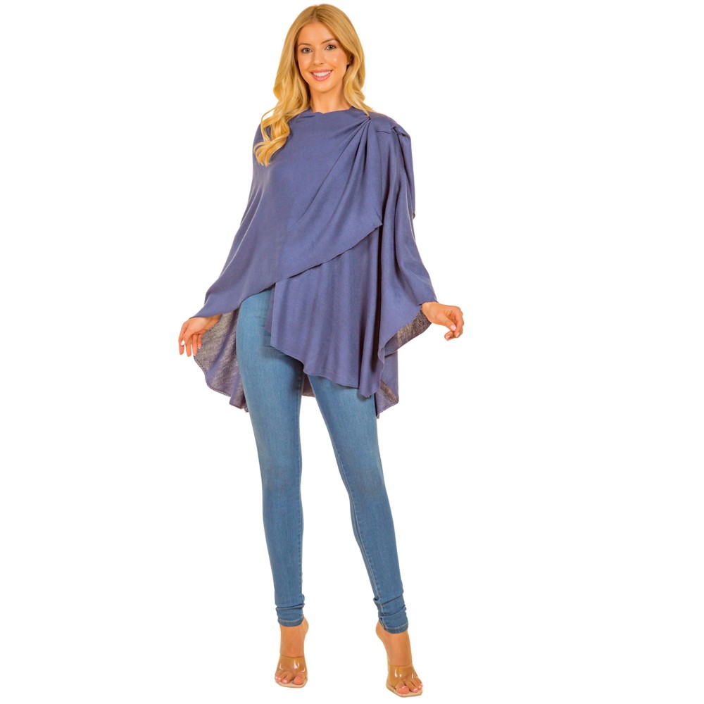 Solid Knit Shawl With Loop - One Size Fits Most - 100% Acrylic view 4