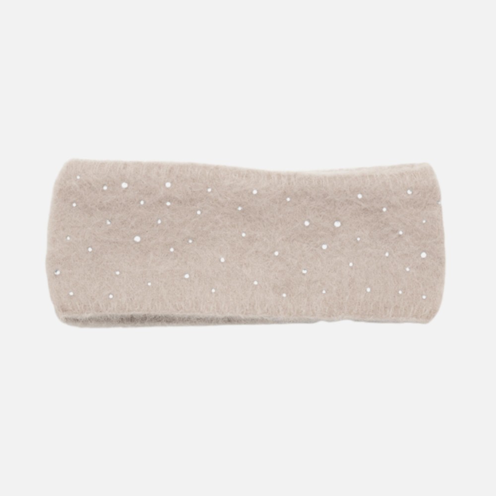 Fuzzy Knit Headwrap With Rhinestone Details - One Size Fits Most - 100% Polyester view 2