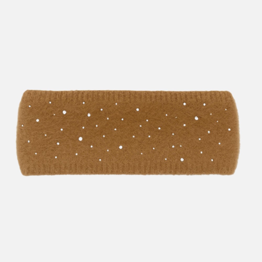 Fuzzy Knit Headwrap With Rhinestone Details - One Size Fits Most - 100% Polyester view 2