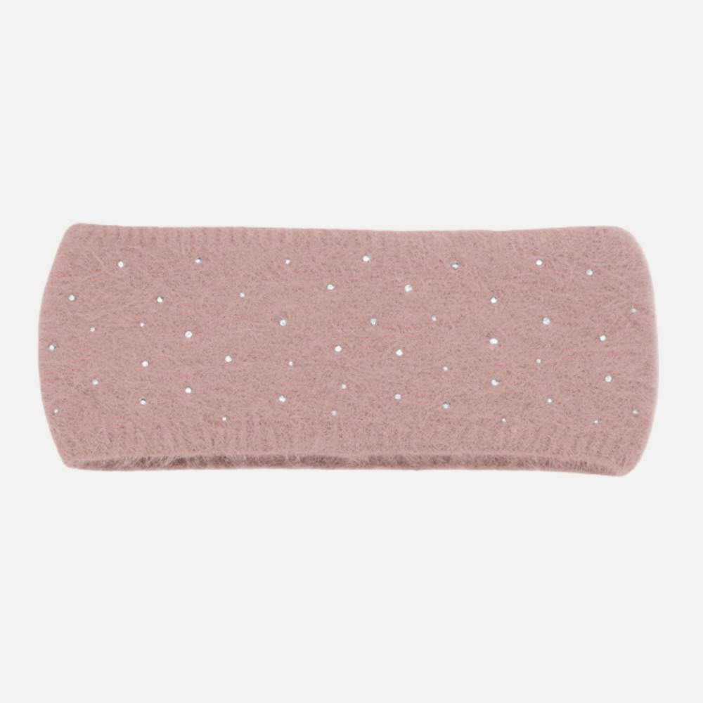 Fuzzy Knit Headwrap With Rhinestone Details - One Size Fits Most - 100% Polyester view 2