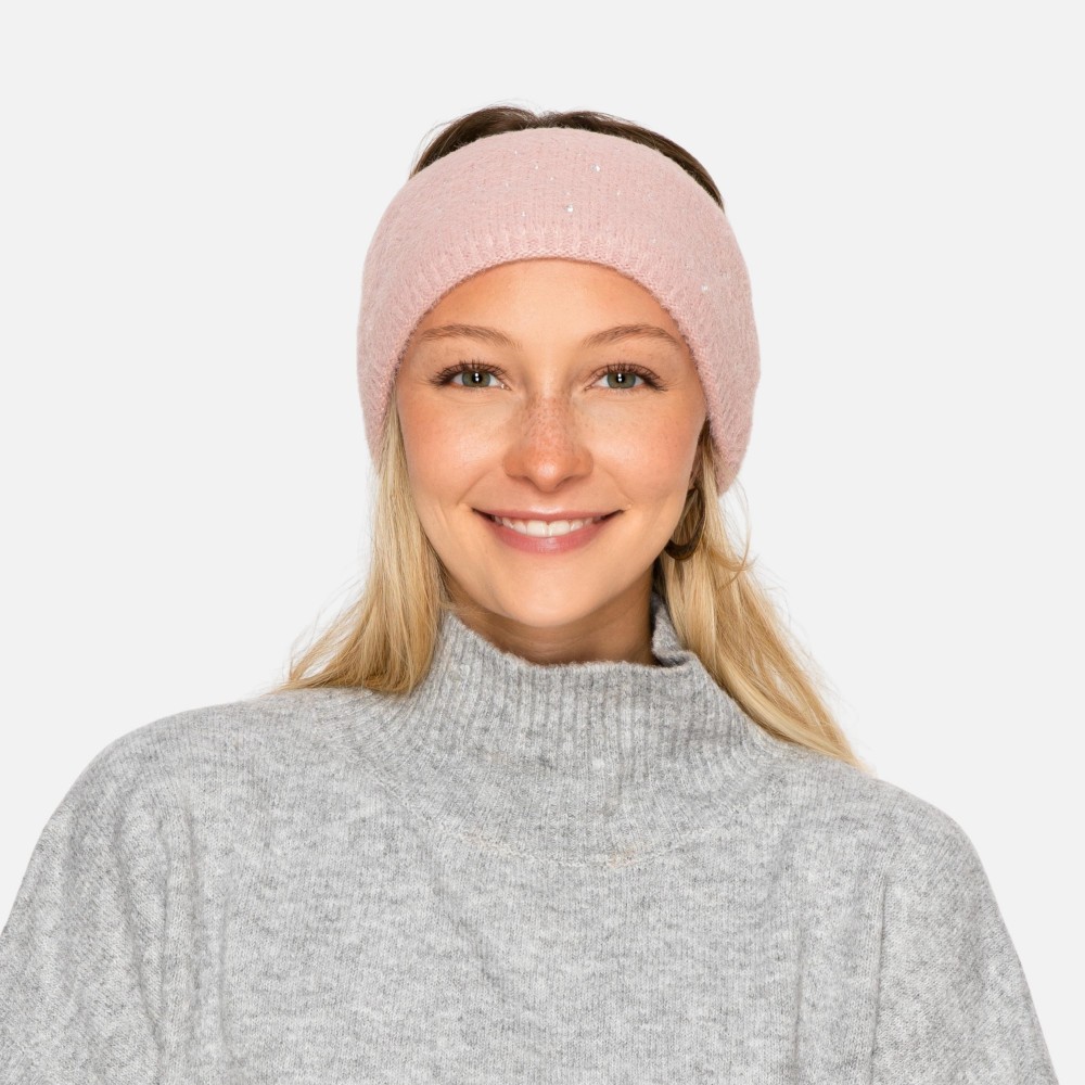 Fuzzy Knit Headwrap With Rhinestone Details - One Size Fits Most - 100% Polyester view 4