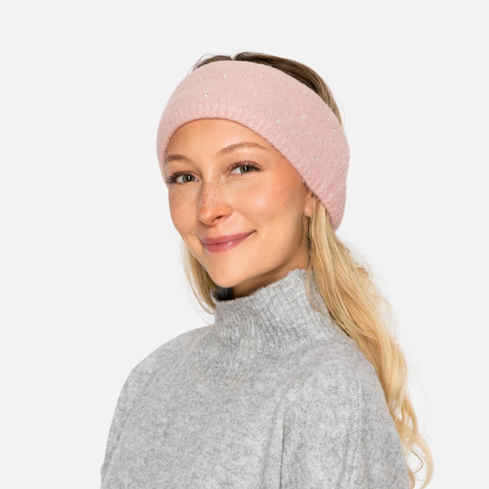 Fuzzy Knit Headwrap With Rhinestone Details - One Size Fits Most - 100% Polyester view 6