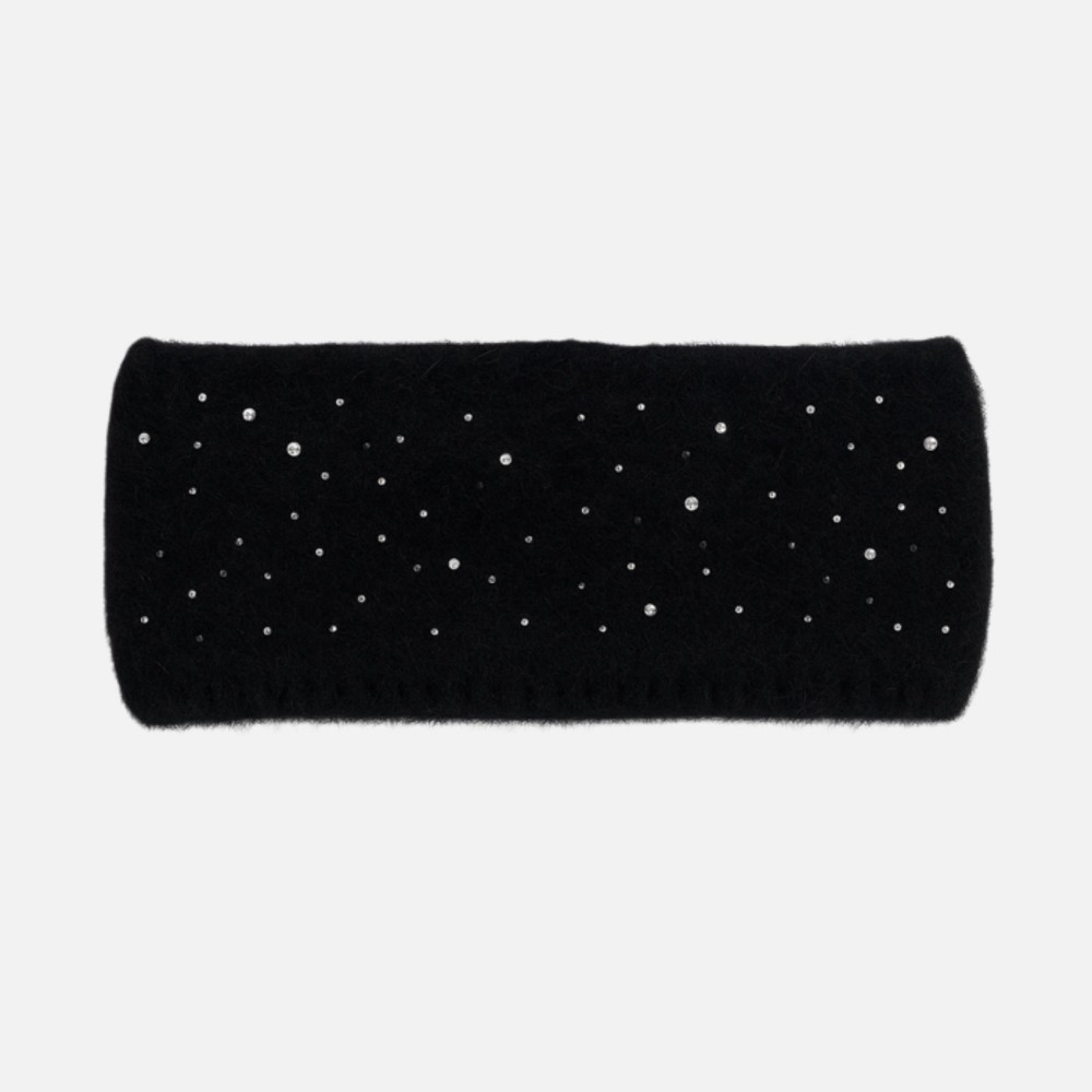 Fuzzy Knit Headwrap With Rhinestone Details - One Size Fits Most - 100% Polyester view 2