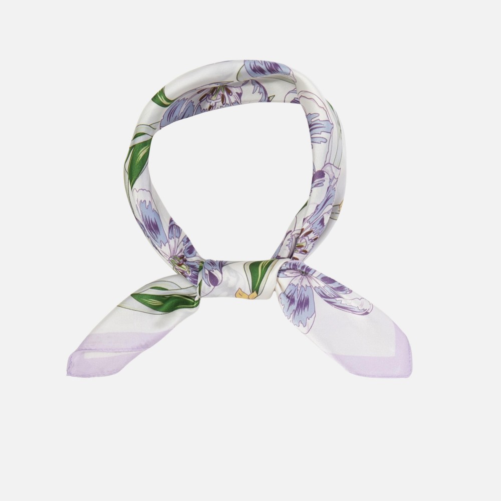 Floral Print Bandana Scarf - Multi-Use: Scarf, Bandana, Bag Tie ETC - Approximately 35"L X 35"W - 100% Polyester view 4