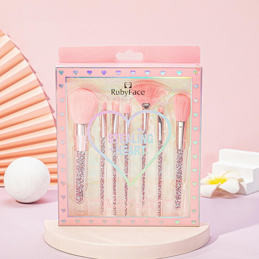 Set Of 7 Glitter Makeup Brushes - Box Included - Approximately 7" L X 7" T view 2