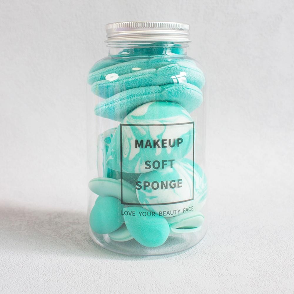 Jar Of Powder Puffs & Makeup Blenders - Approximately 5.75" L view 2