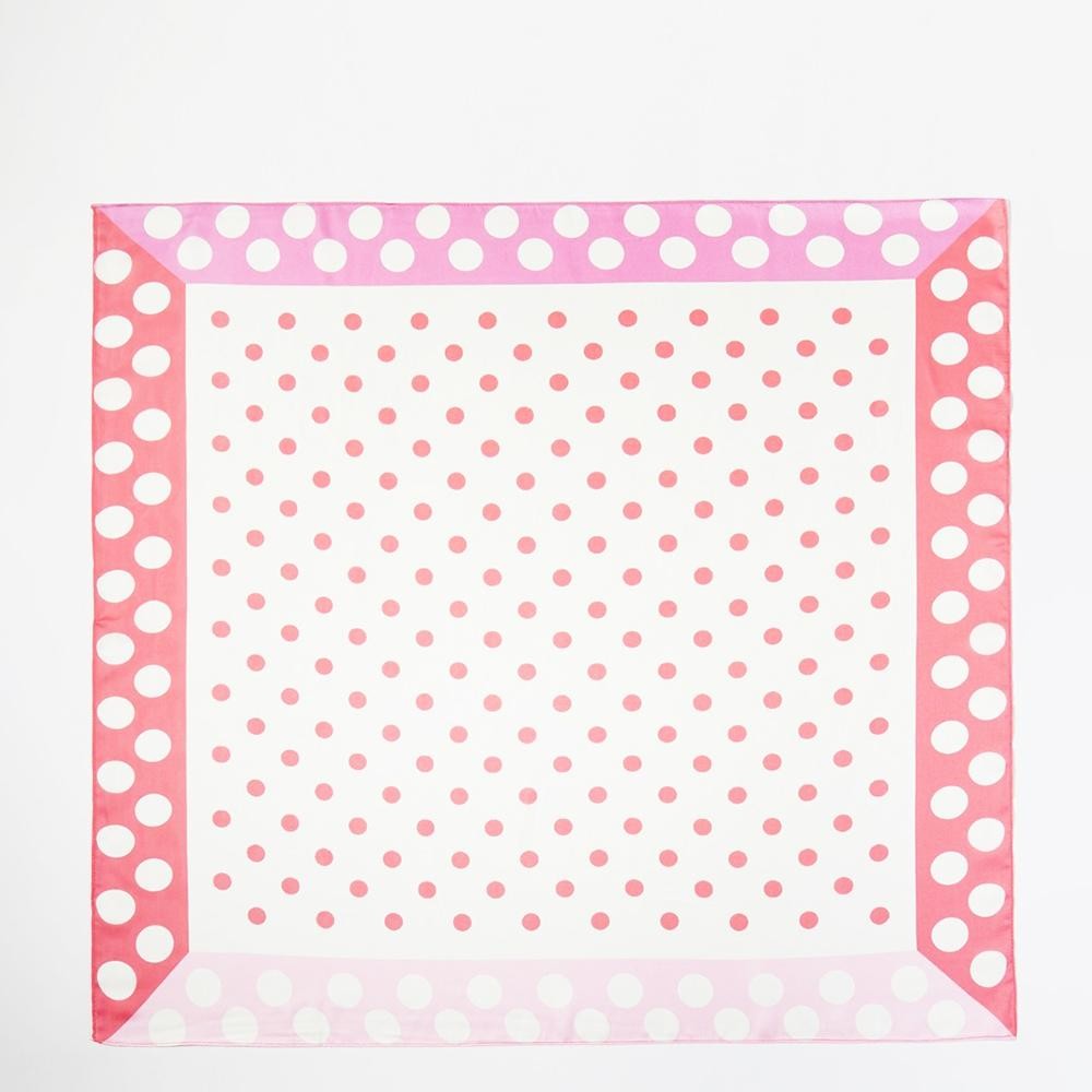 Polka Dot & Color Block Print Bandana Scarf - Multi-Use: Scarf, Bandana, Bag Tie ETC - Approximately 27.5"L X 27.5"W - 100% Polyester view 6