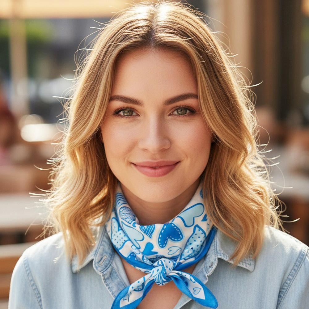 Heart Print Bandana Scarf - Multi-Use: Scarf, Bandana, Bag Tie ETC - Approximately 27.5"L X 27.5"W - 100% Polyester view 2