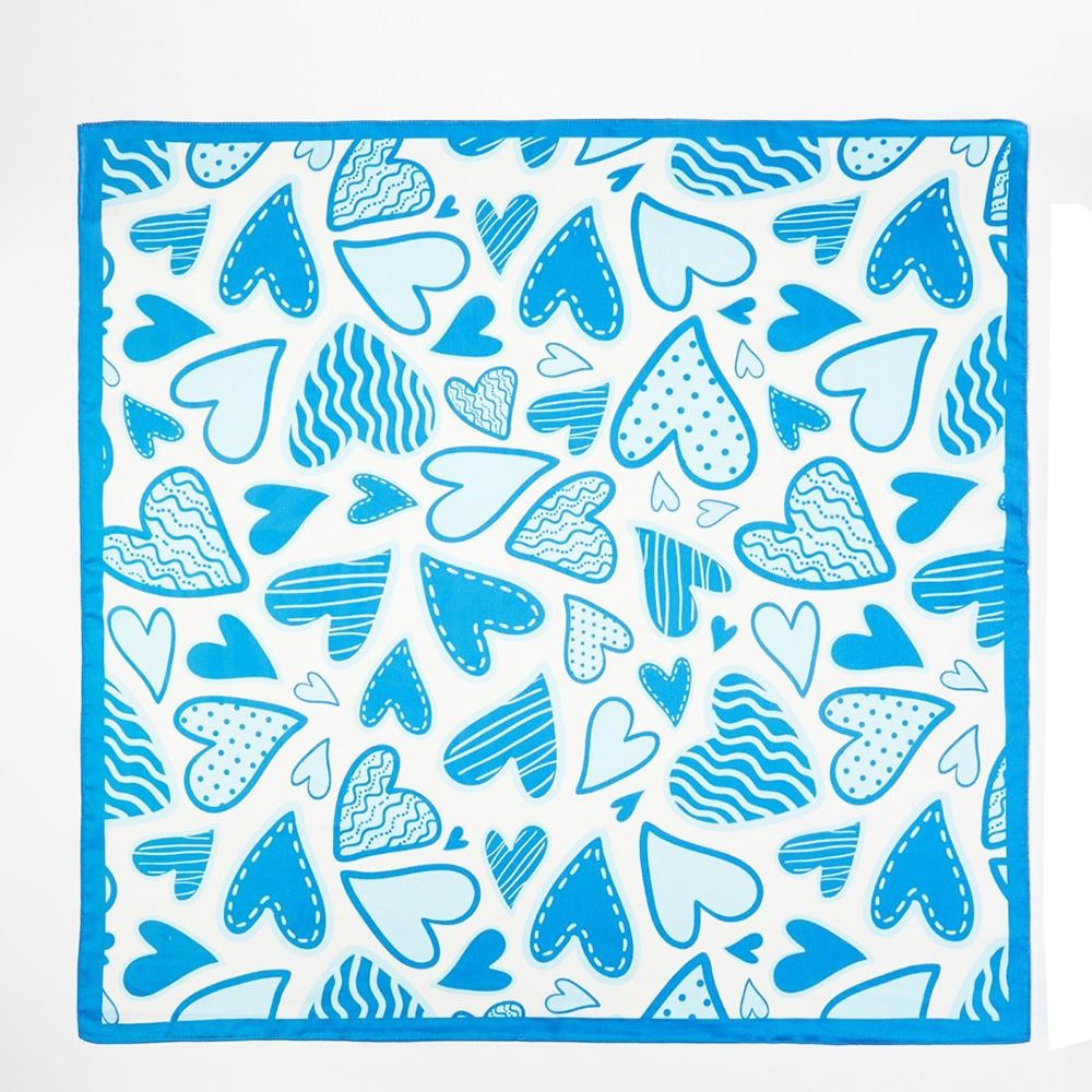 Heart Print Bandana Scarf - Multi-Use: Scarf, Bandana, Bag Tie ETC - Approximately 27.5"L X 27.5"W - 100% Polyester view 6