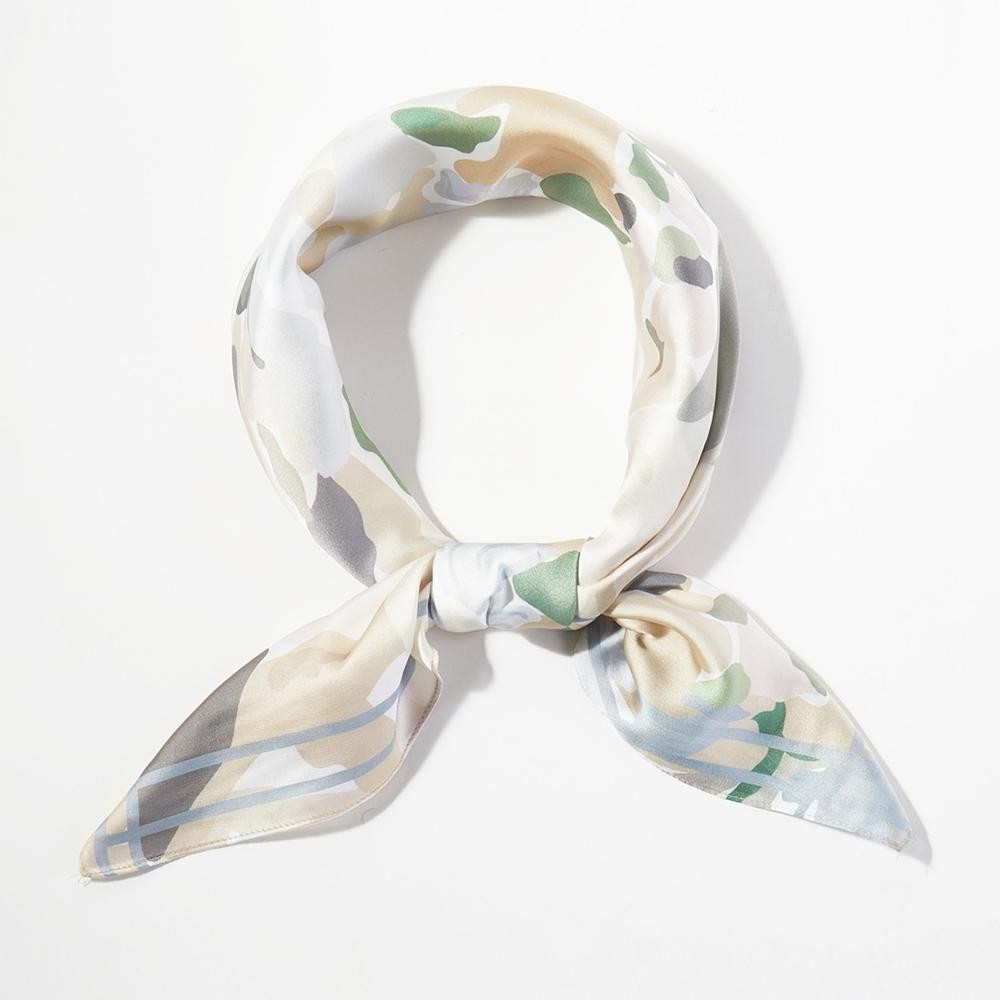 Abstract Garden Print Bandana Scarf - Multi-Use: Scarf, Bandana, Bag Tie ETC - Approximately 27.5"L X 27.5"W - 100% Polyester view 4