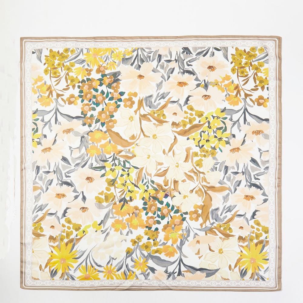 Floral Print Bandana Scarf - Multi-Use: Scarf, Bandana, Bag Tie ETC - Approximately 27.5"L X 27.5"W - 100% Polyester view 6