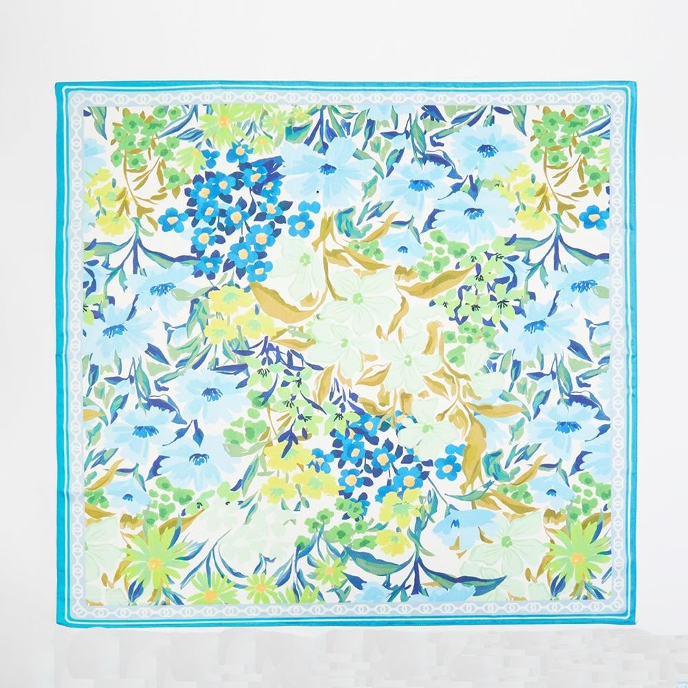 Floral Print Bandana Scarf - Multi-Use: Scarf, Bandana, Bag Tie ETC - Approximately 27.5"L X 27.5"W - 100% Polyester view 6
