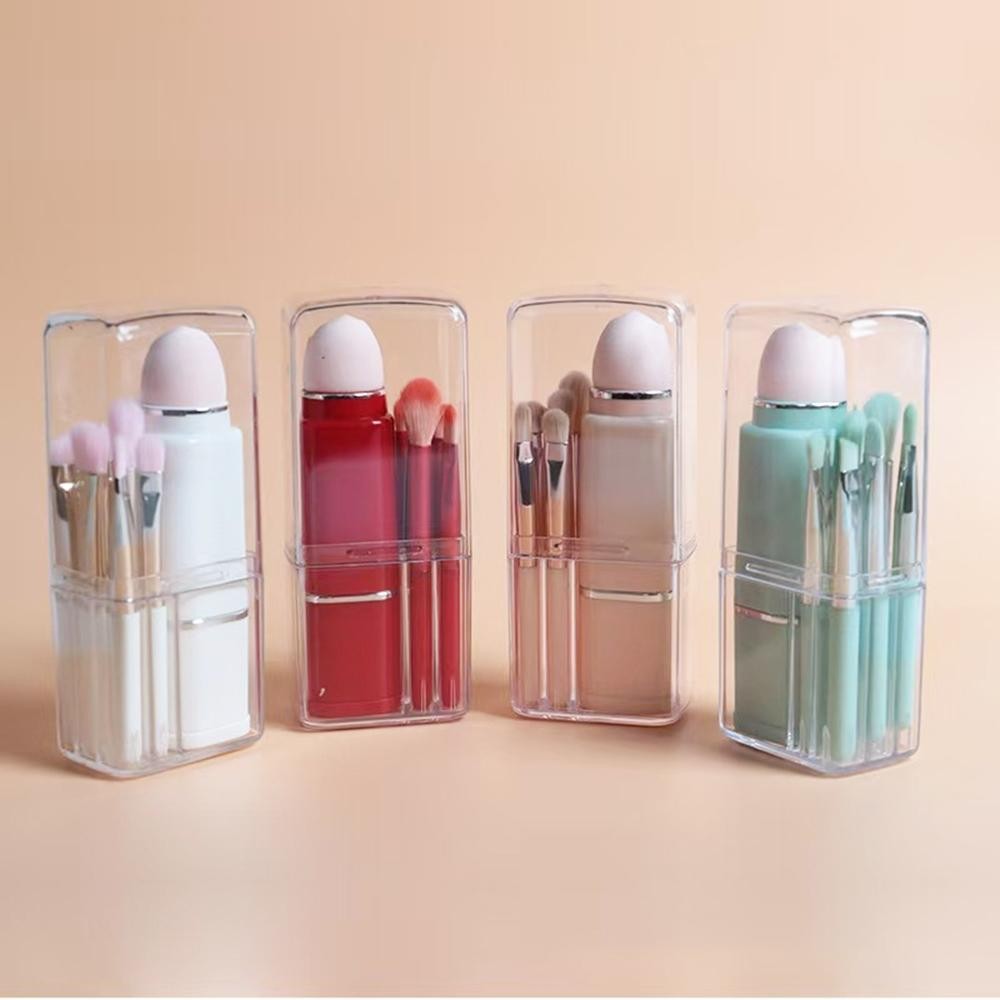 8 Piece Makeup Brush Set - Includes: 1 Retractable Powder Brush 7 Mini Travel Brushes Compact & Portable Case - Approximately 4" L view 4