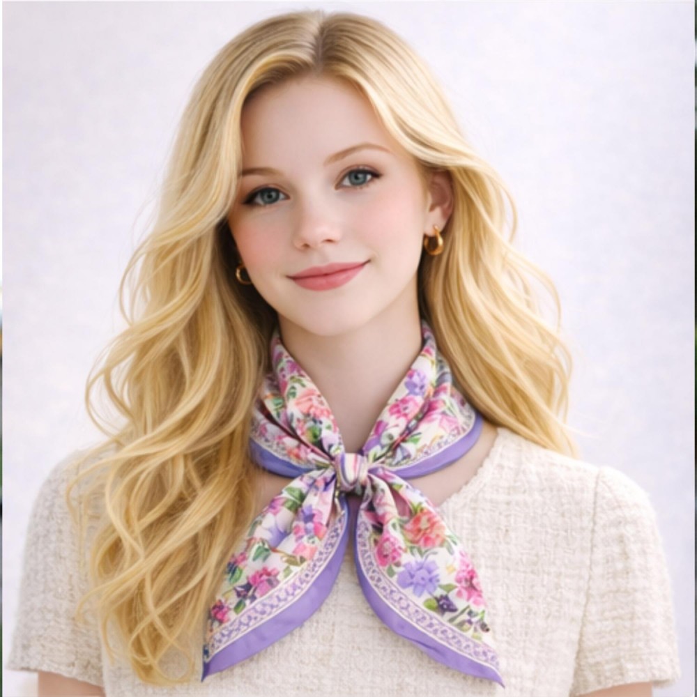 Do Everything In Love Floral Print Bandana Scarf - Multi-Use: Scarf, Bandana, Bag Tie ETC - Approximately 27.6" L X 27.6" W - 100% Polyester view 2