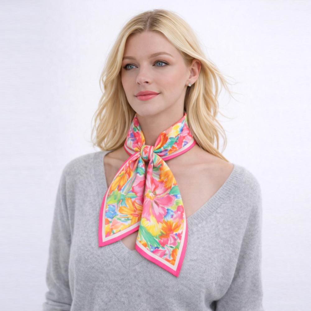 Do Everything In Love Watercolor Print Bandana Scarf - Multi-Use: Scarf, Bandana, Bag Tie ETC - Approximately 27.5"L X 27.5"W - 100% Polyester view 2