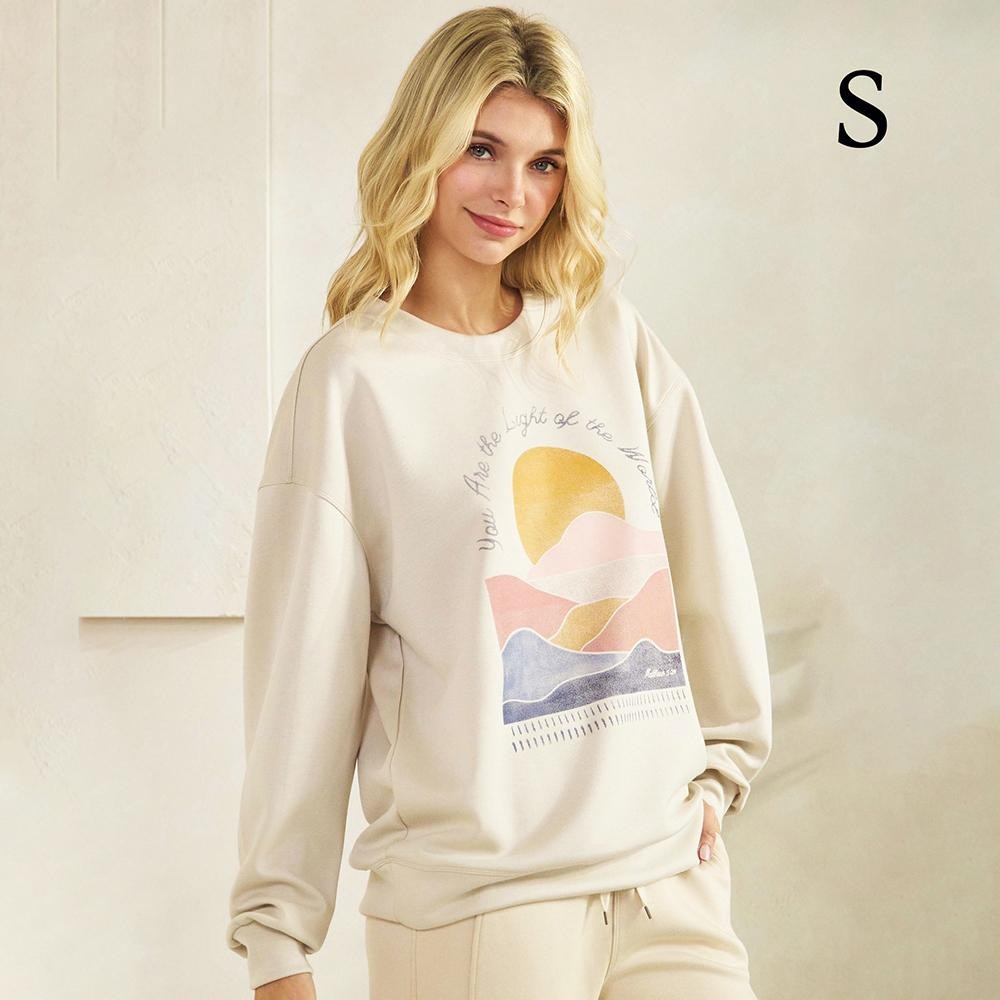 "You Are The Light Of The World" Pullover Sweatshirt - Crew Neck - Dropped Shoulder - Soft & Comfy - Cuff Bands - 45% Rayon / 47% Polyester / 8% Spandex view 6