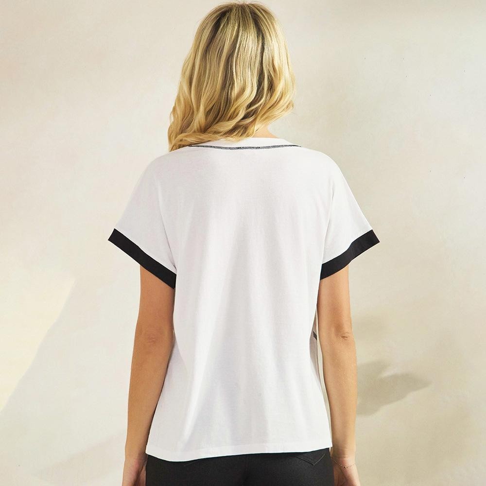 Two Tone T-Shirt With Contrast Seam (6-Pack) - Round Neck - Sculpted Side Seams - Soft & Breathable - 100% Cotton view 4