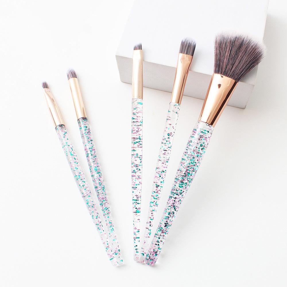 Set Of Five Glitter Acetate Make Up Brushes - Approximately 6" L view 2
