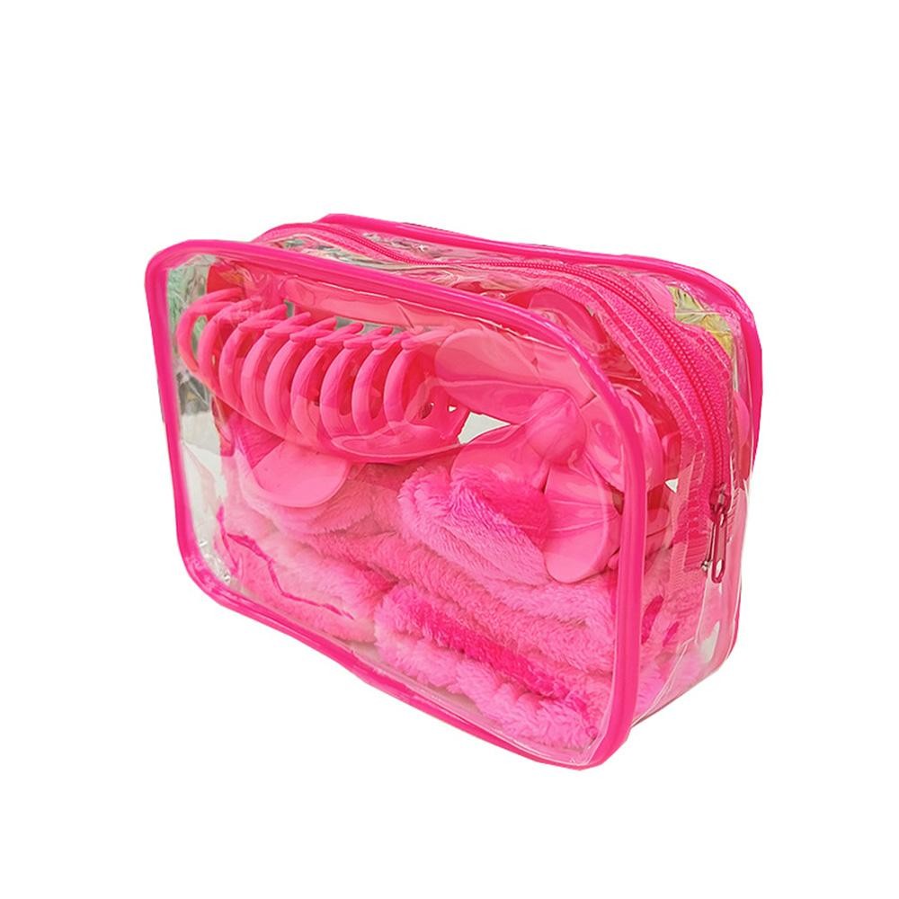 Skincare Headband Set (16pc) - 2 Terrycloth Wristbands - 1 Terrycloth Bow Headband - 3 Claw Hair Clips - 10 Stretch Hair Ties - Clear Bag Included - Approximately 7" L X 4.5" T X 2" D view 2