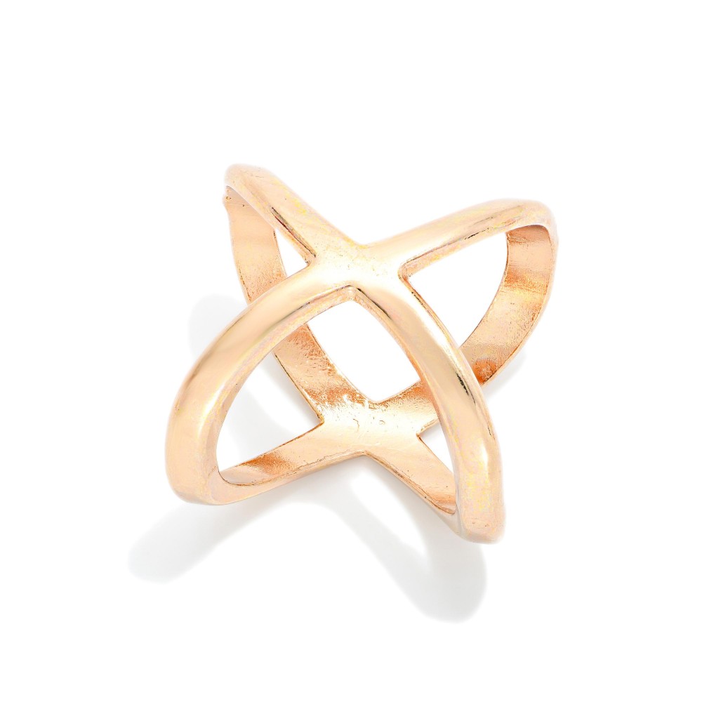 Do Everything In Love Metal Tone X Scarf Ring - Approximately 1" L view 2