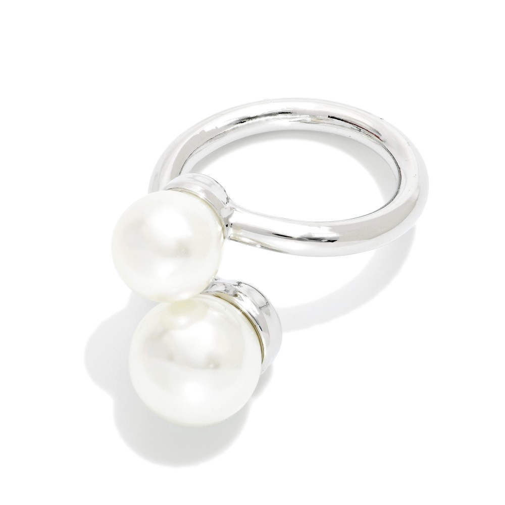 Do Everything In Love Wrap Scarf Ring Featuring Pearls - Approximately 1" L view 2