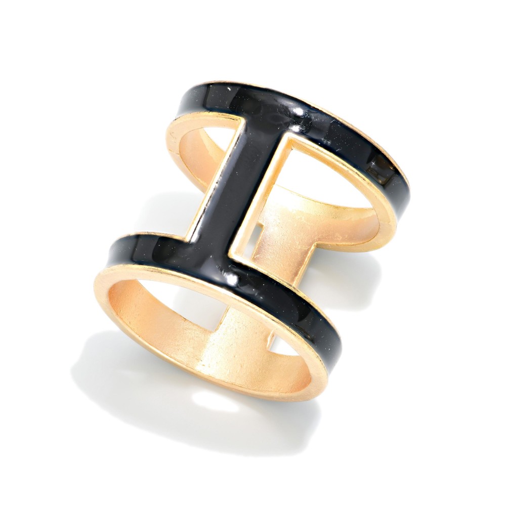Do Everything In Love Metal I Shaped Enamel Scarf Ring - Approximately 1" L view 2
