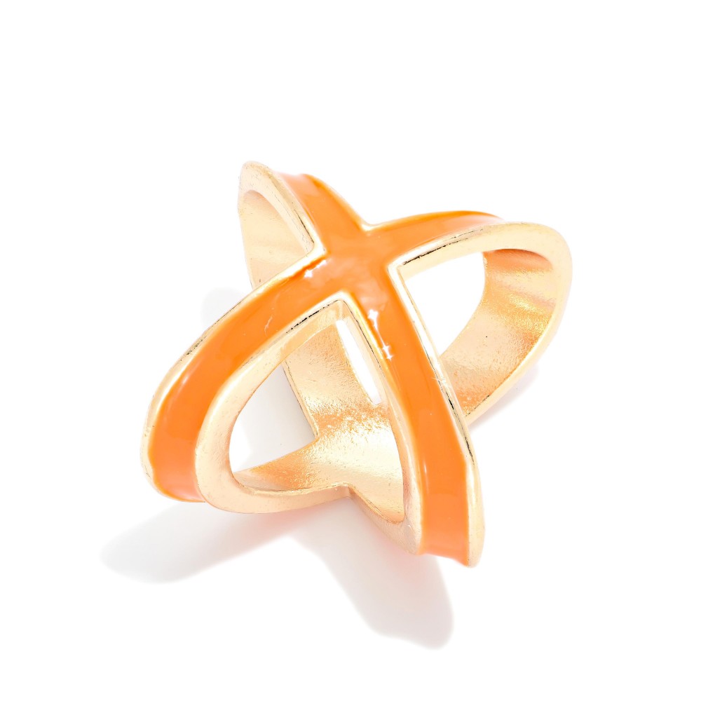 Do Everything In Love Metal Enamel X Scarf Ring - Approximately 1" L view 2