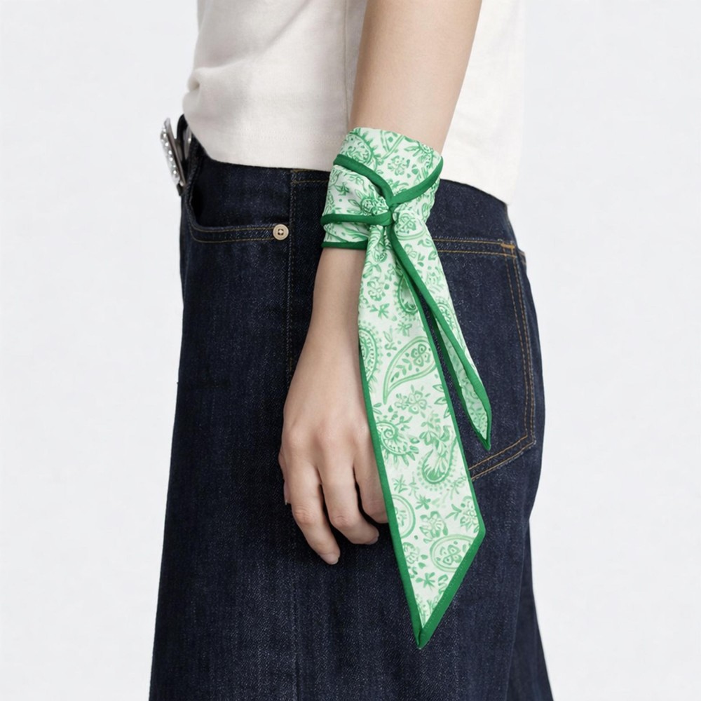 Do Everything In Love Paisley Print Skinny Scarf - Multi-Use: Scarf, Hair Bow, Bag Tie ETC - Approximately 35" L X 2" W - 100% Polyester view 2