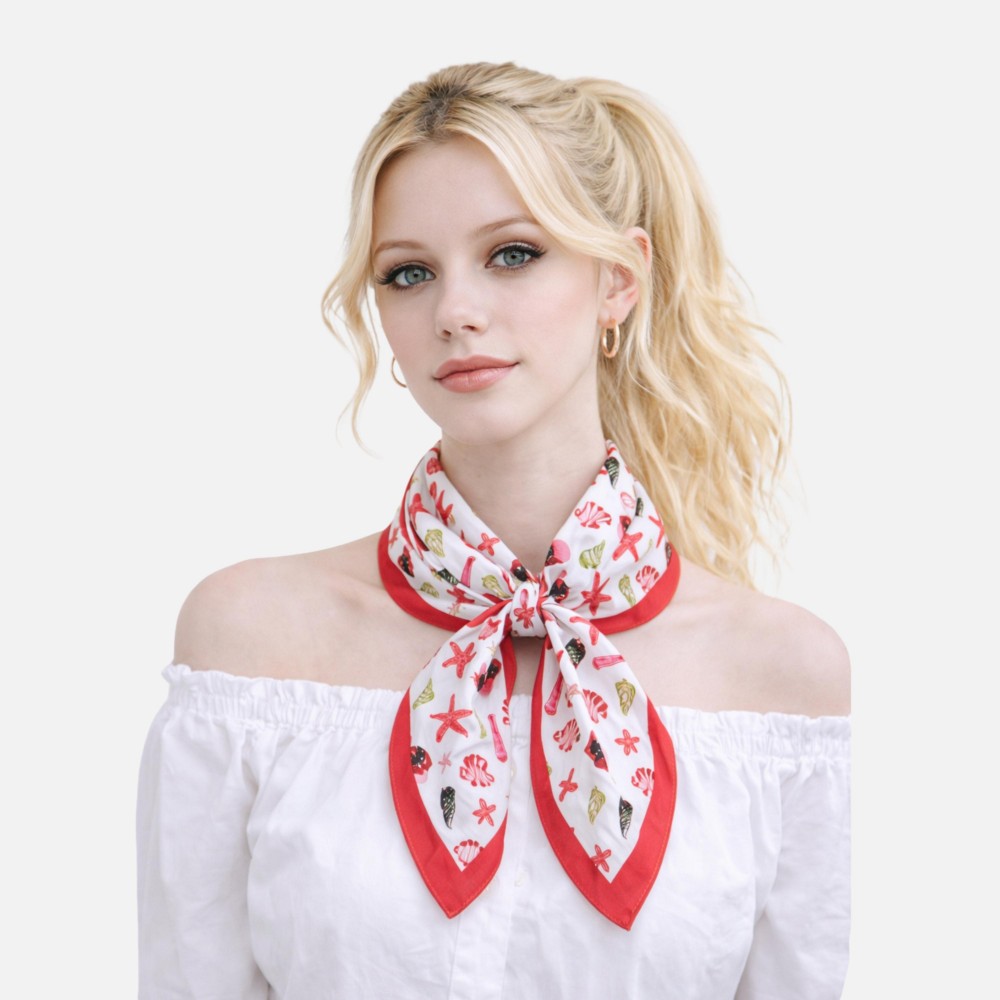 Do Everything In Love Beach Day Print Bandana Scarf - Multi-Use: Scarf, Bandana, Bag Tie ETC - Approximately 27.6" L X 27.6" W - 100% Polyester view 2