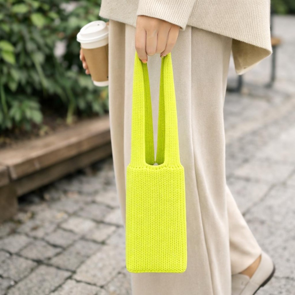 Knitted Phone Pouch - Wear It On Your Body, Tie To Your Bag, Or Carry By Hand - Stretchy Fabric - Approximately 16" L view 2