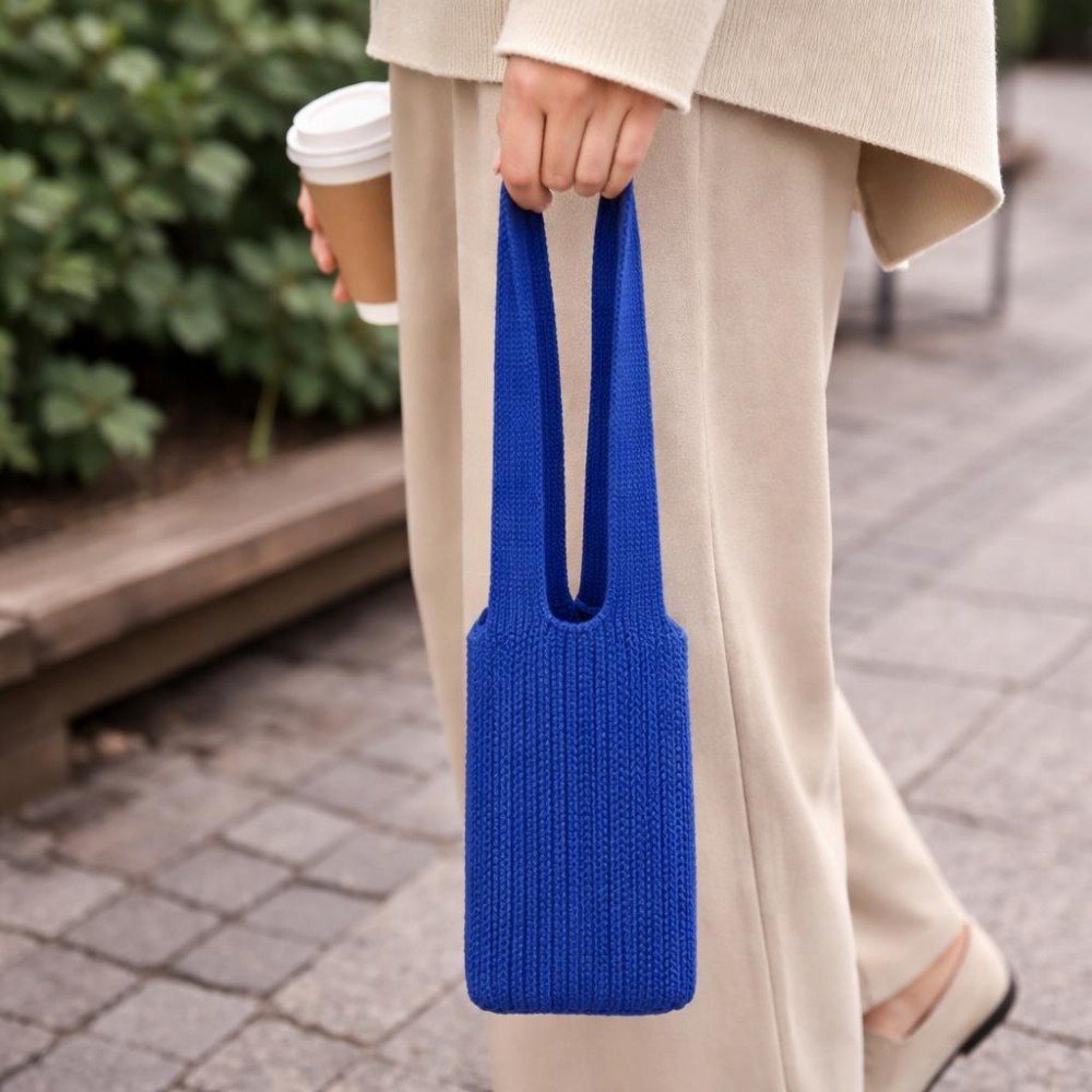 Knitted Phone Pouch - Wear It On Your Body, Tie To Your Bag, Or Carry By Hand - Stretchy Fabric - Approximately 16" L view 2