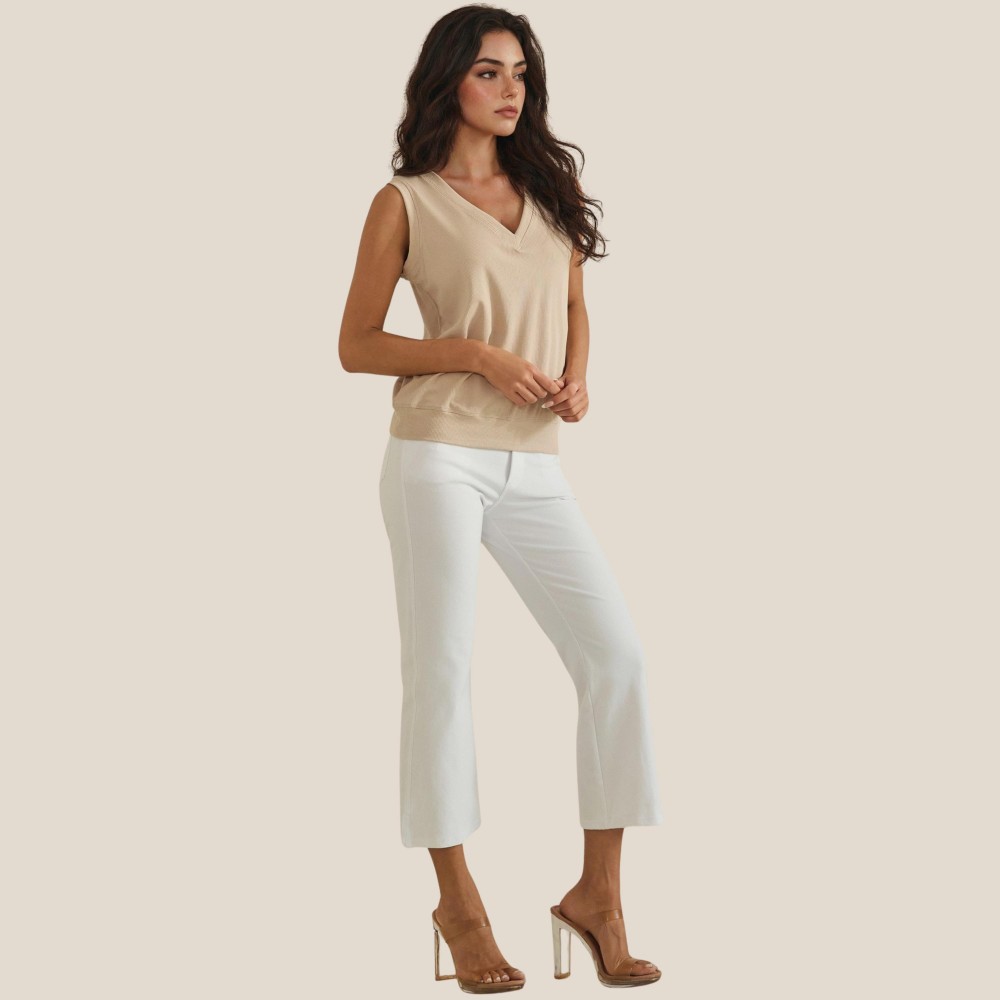 Ribbed Loose V-Neck Tank Top (6-Pack) - V Neckline - Sleeveless - Relaxed Fit - Ribbed - 95% Viscose 5% Spandex Pack Breakdown: S-2, M-2, L-2 view 4