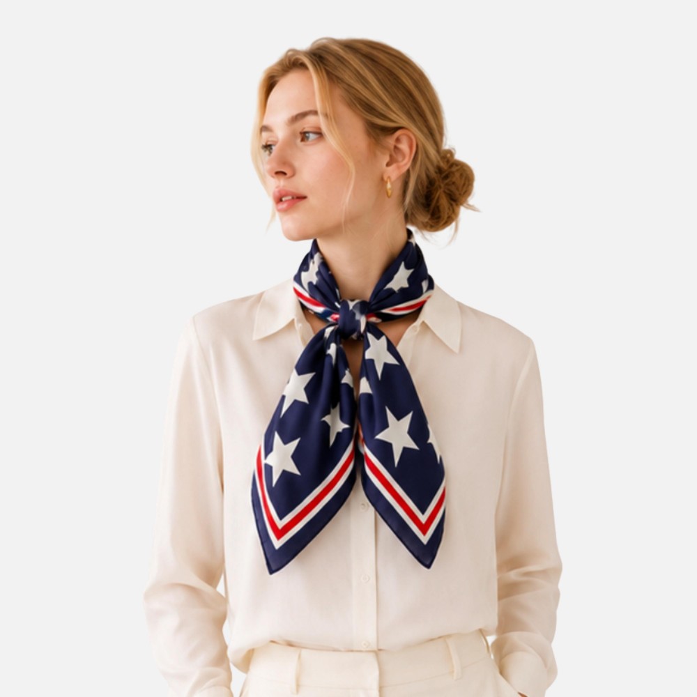 Do Everything In Love Americana Print Bandana Scarf - Multi-Use: Scarf, Bandana, Bag Tie ETC - Approximately 27.5"L X 27.5"W - 100% Polyester412748 view 2