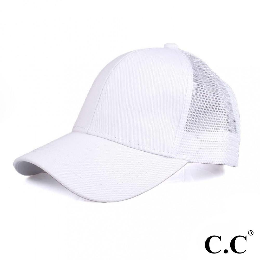 CC Pony Cap BT-4 Solid Color Baseball Cap with Mesh Back - One size fits most - Adjustable Velcro Closure - 60% Cotton / 40% Polyester view 2
