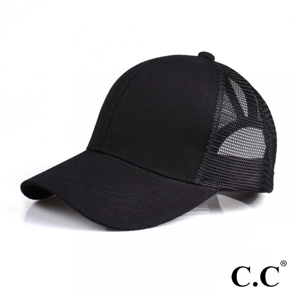 CC Pony Cap BT-4 Solid Color Baseball Cap with Mesh Back - One size fits most - Adjustable Velcro Closure - 60% Cotton / 40% Polyester view 2