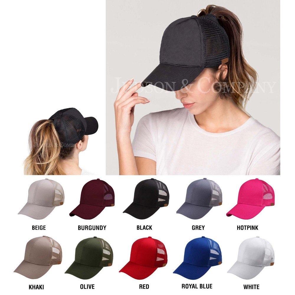 CC Pony Cap BT-4 Solid Color Baseball Cap with Mesh Back - One size fits most - Adjustable Velcro Closure - 60% Cotton / 40% Polyester view 4