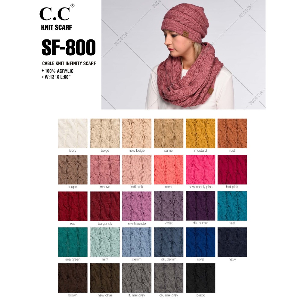 C.C SF-800 Cable Knit Infinity Scarf - Approximately 13" W X 30" L - 100% Acrylic view 4